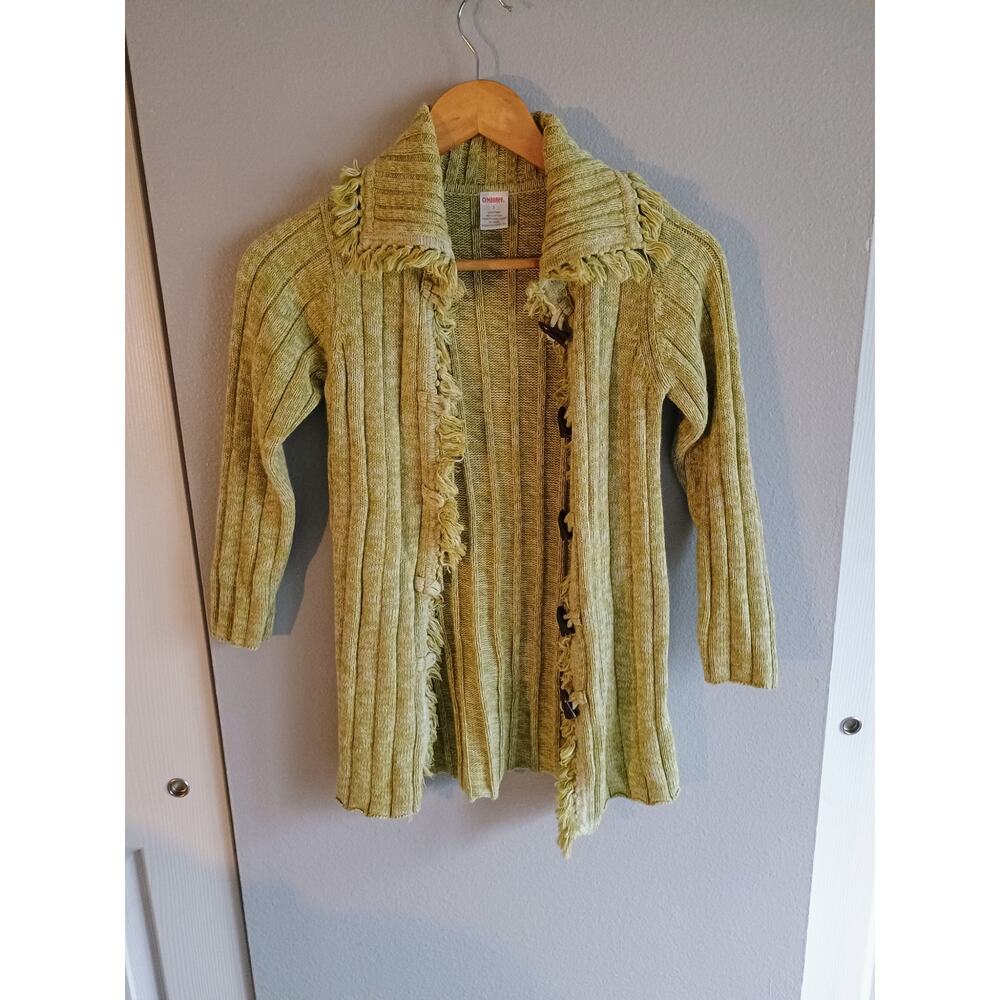 Gymboree Tyrolean Lure size 7 green toggle sweater cottage core cozy warm